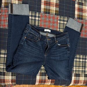 Loft Dark Indigo Jeans with sewn cuff at hem